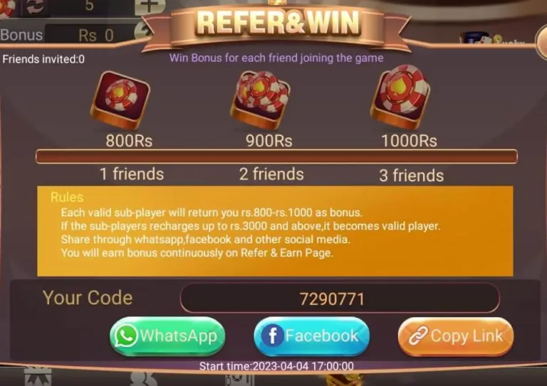 3 Patti Ludo Refer and Earn program